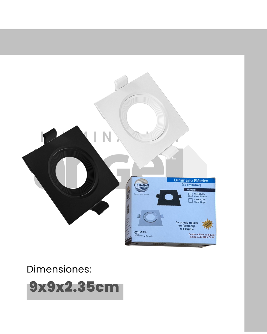 Luminario Cuadrado Dirigible Empotrable MR16 o GU10 LUMMI